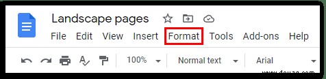 Wie man nur eine Seite im Querformat in Google Docs erstellt