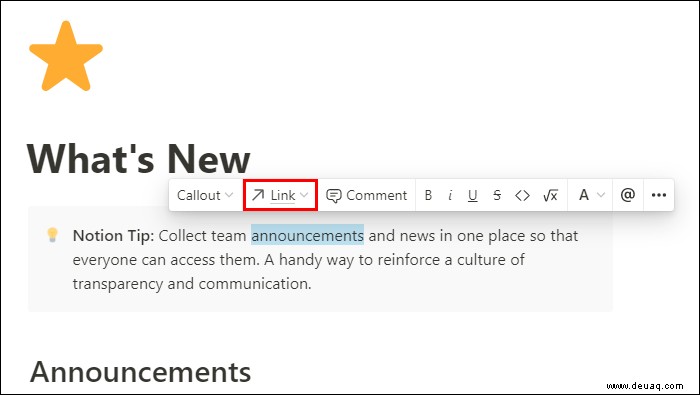 So verlinken Sie auf eine andere Seite in Notion