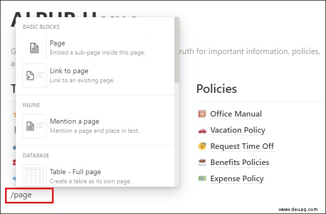 So verlinken Sie auf eine andere Seite in Notion