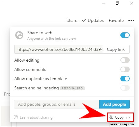 So kopieren Sie eine Seite in Notion