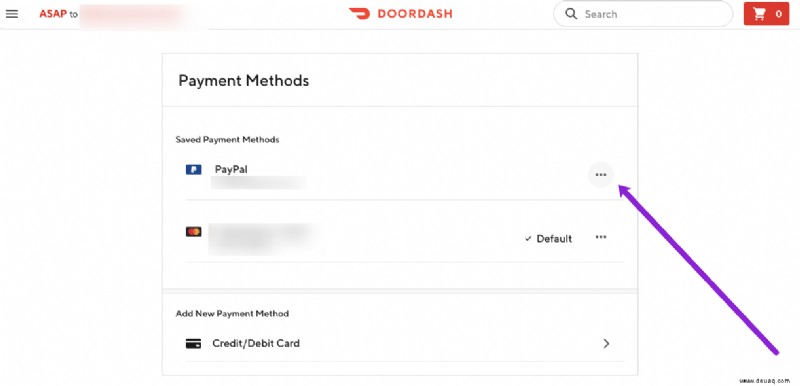 So löschen Sie eine Kreditkarte in Door Dash