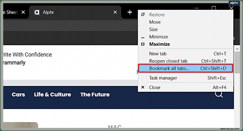 So speichern Sie alle Tabs in Chrome