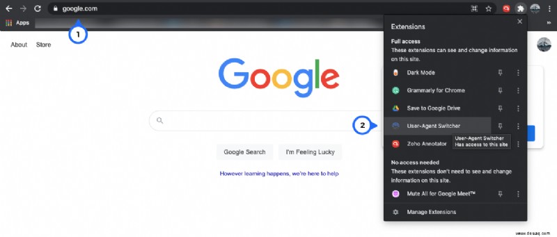 So ändern Sie die User-Agent-Zeichenfolge in Google Chrome