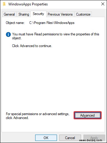 Zugriff auf den WindowsApps-Ordner
