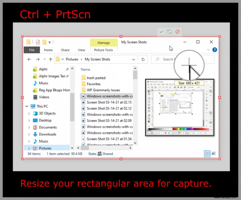 Einfügen des Cursors in Windows 10-Screenshots
