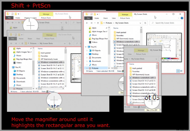 Einfügen des Cursors in Windows 10-Screenshots