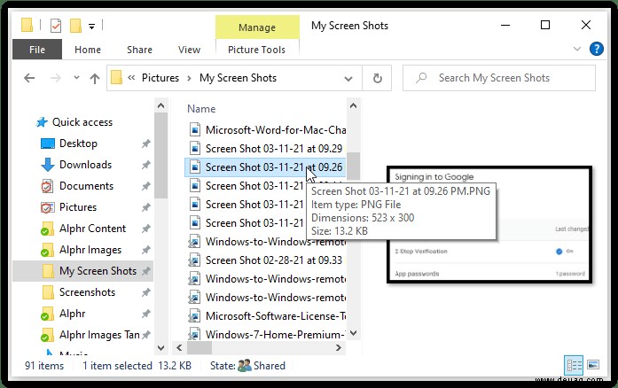 Einfügen des Cursors in Windows 10-Screenshots
