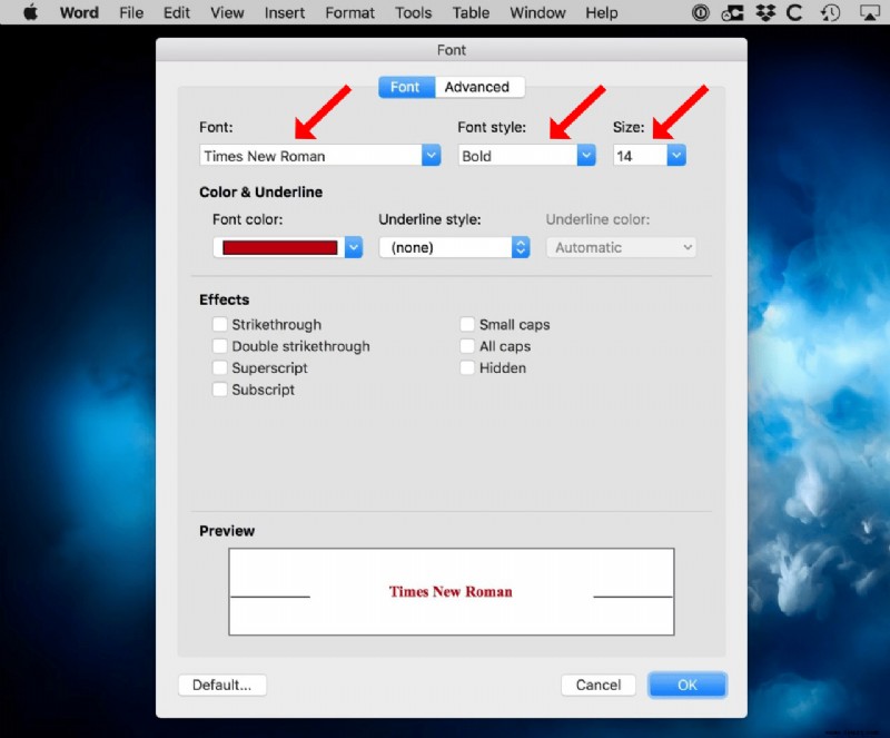 So ändern Sie die Standardschriftart in Microsoft Word für Mac