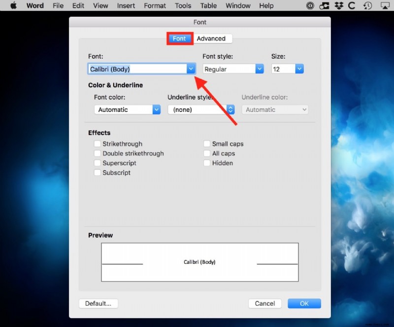 So ändern Sie die Standardschriftart in Microsoft Word für Mac
