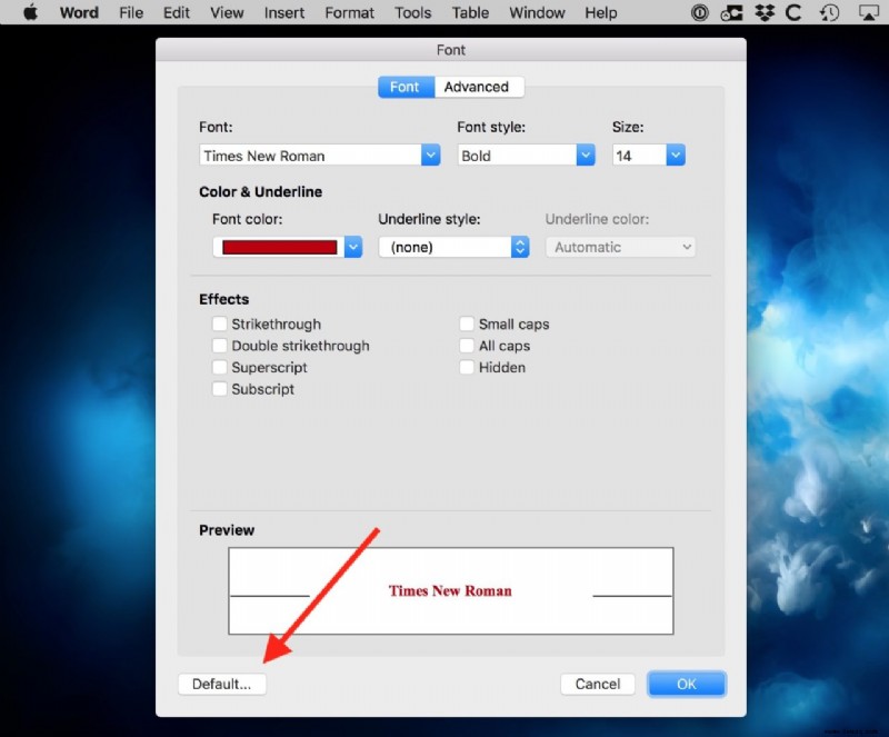 So ändern Sie die Standardschriftart in Microsoft Word für Mac