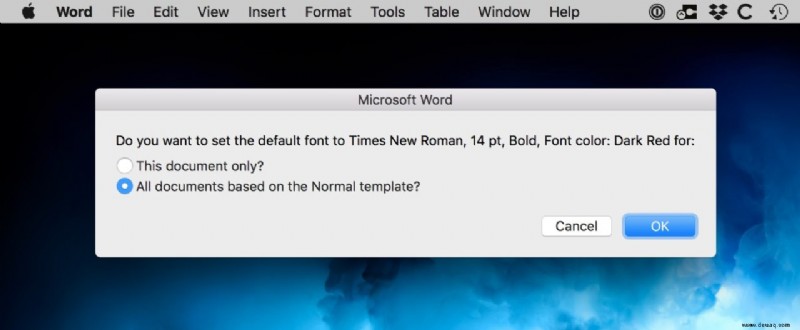 So ändern Sie die Standardschriftart in Microsoft Word für Mac