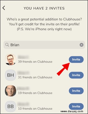 So senden Sie eine Einladung in der Clubhouse-App