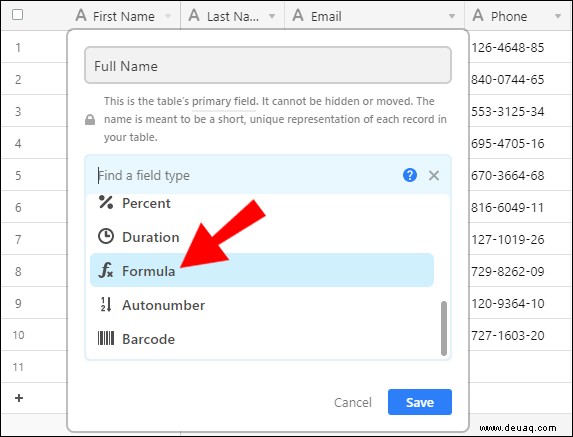 So ändern Sie das primäre Feld in Airtable