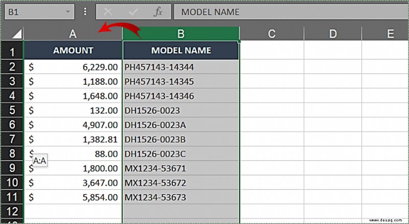 So vertauschen Sie zwei Spalten in Excel