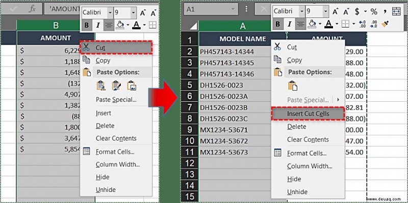 So vertauschen Sie zwei Spalten in Excel