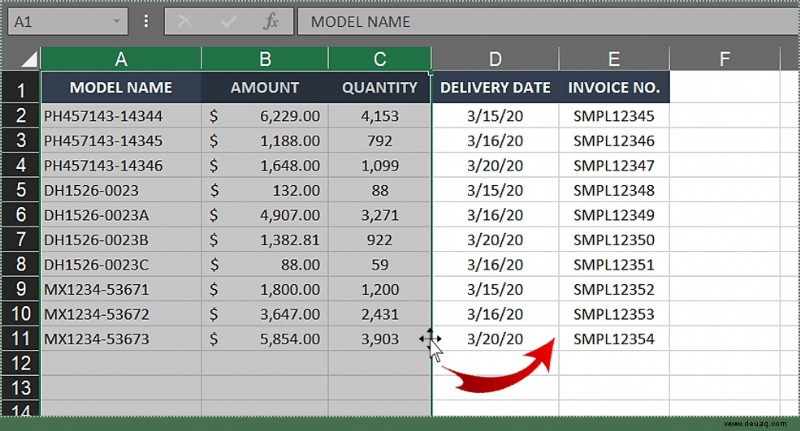 So vertauschen Sie zwei Spalten in Excel