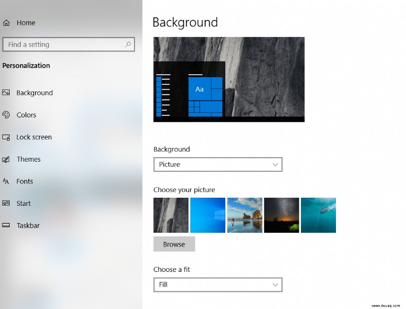 Anpassen des Windows 10-Desktops