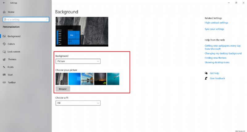 Anpassen des Windows 10-Desktops