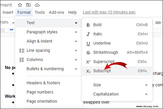 So fügen Sie in Google Docs hochgestellt oder tiefgestellt hinzu