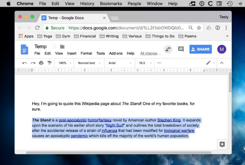 So löschen Sie die Formatierung in Google Docs