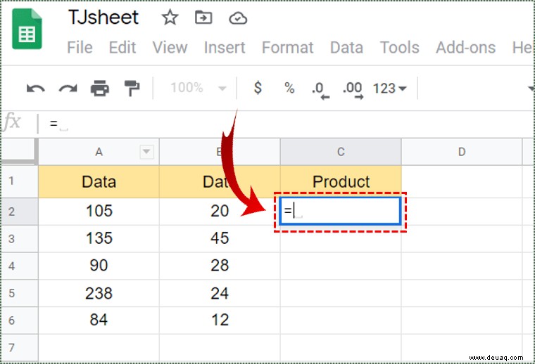 So multiplizieren Sie zwei Spalten in Google Tabellen