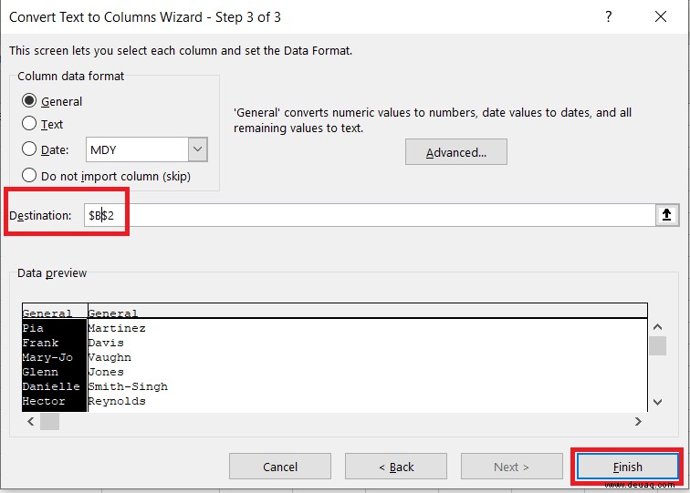 So trennen Sie Vor- und Nachnamen in Excel