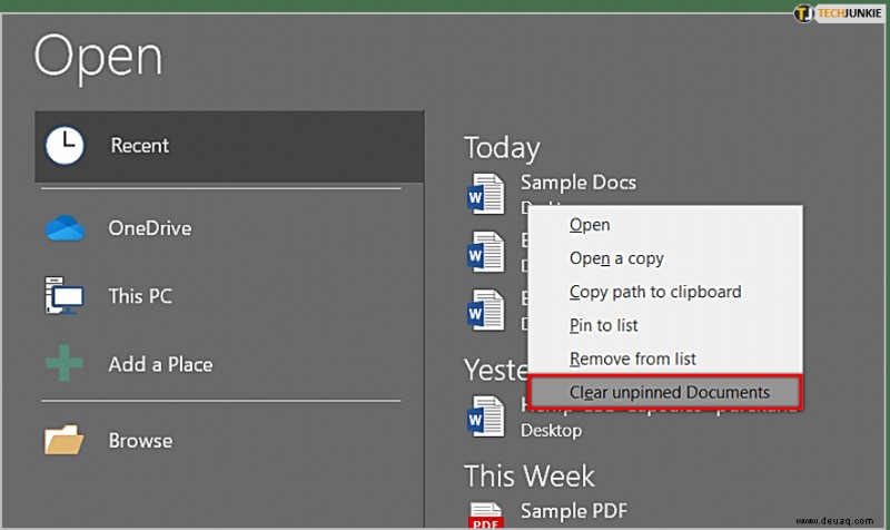 So löschen Sie zuletzt verwendete Dokumente in Microsoft Word