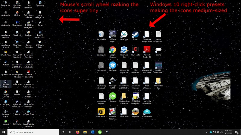 So verkleinern Sie Desktopsymbole in Windows 10