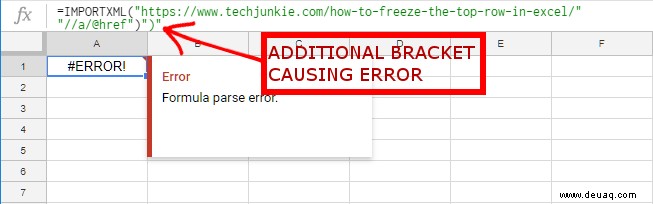 Google Sheets-Formel-Parsing-Fehler – So beheben Sie ihn 