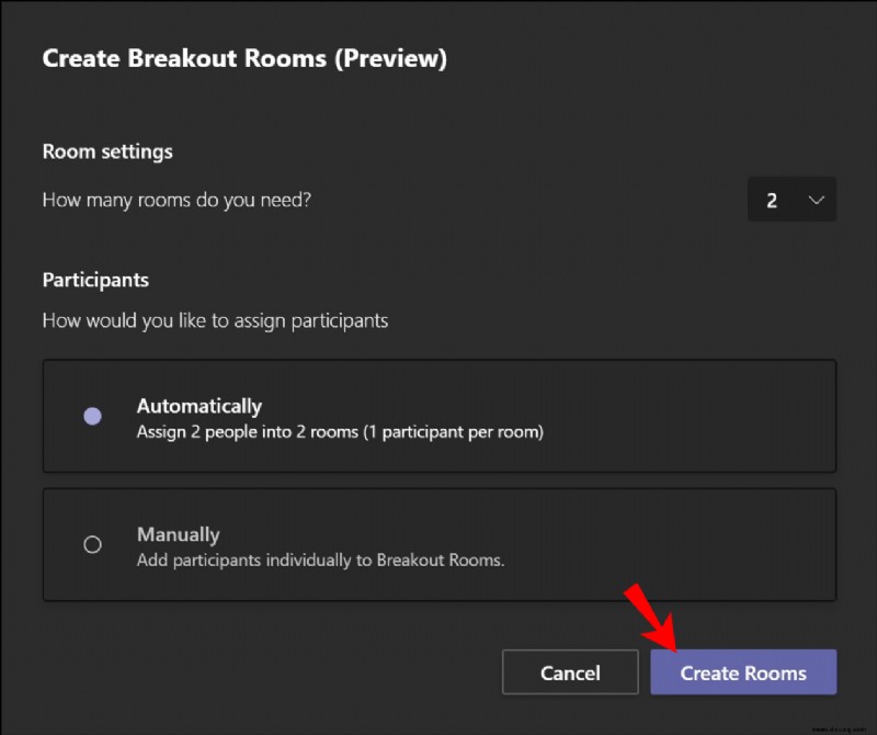 Beitritt zu Breakout Rooms in Microsoft Teams