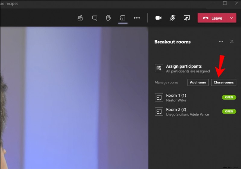 Beitritt zu Breakout Rooms in Microsoft Teams