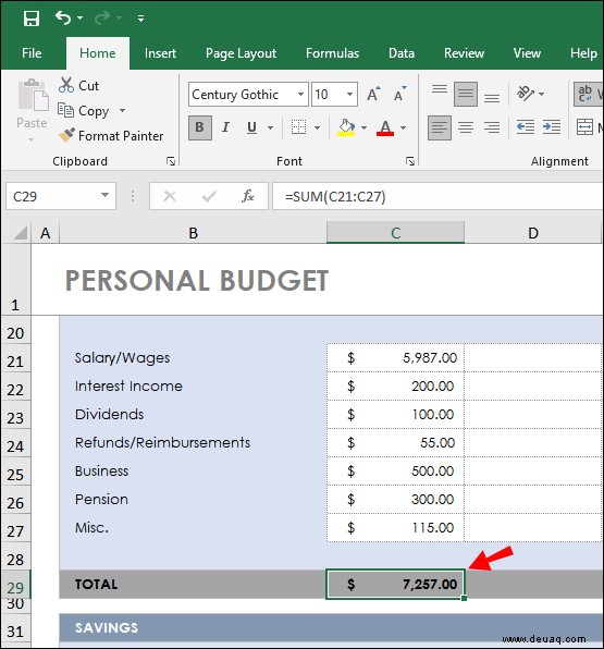 So summieren Sie eine Spalte in Microsoft Excel