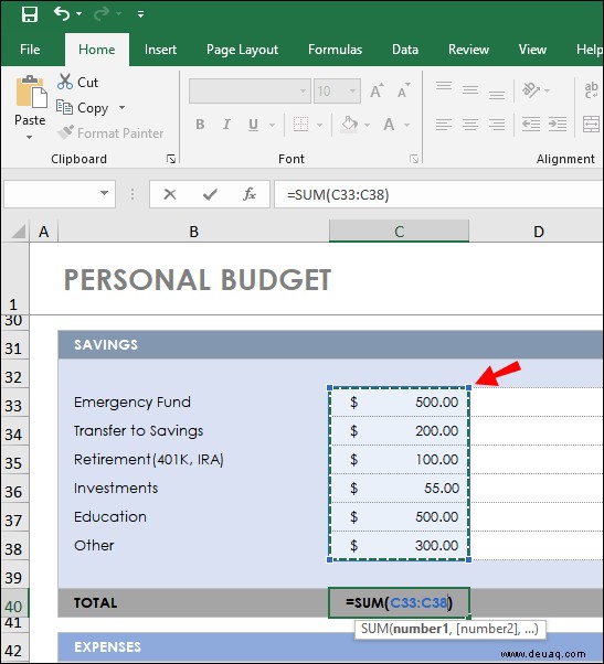 So summieren Sie eine Spalte in Microsoft Excel