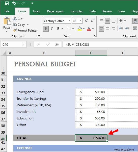 So summieren Sie eine Spalte in Microsoft Excel