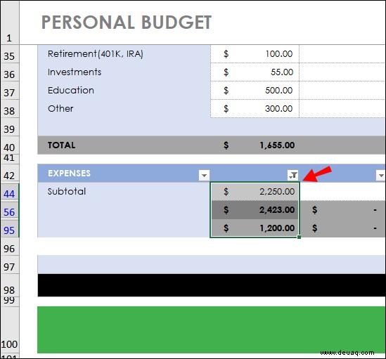 So summieren Sie eine Spalte in Microsoft Excel