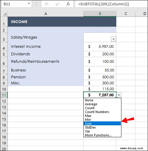 So summieren Sie eine Spalte in Microsoft Excel