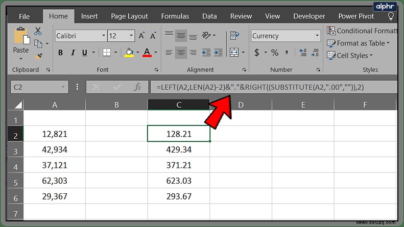 So verschieben Sie Dezimalstellen in Excel