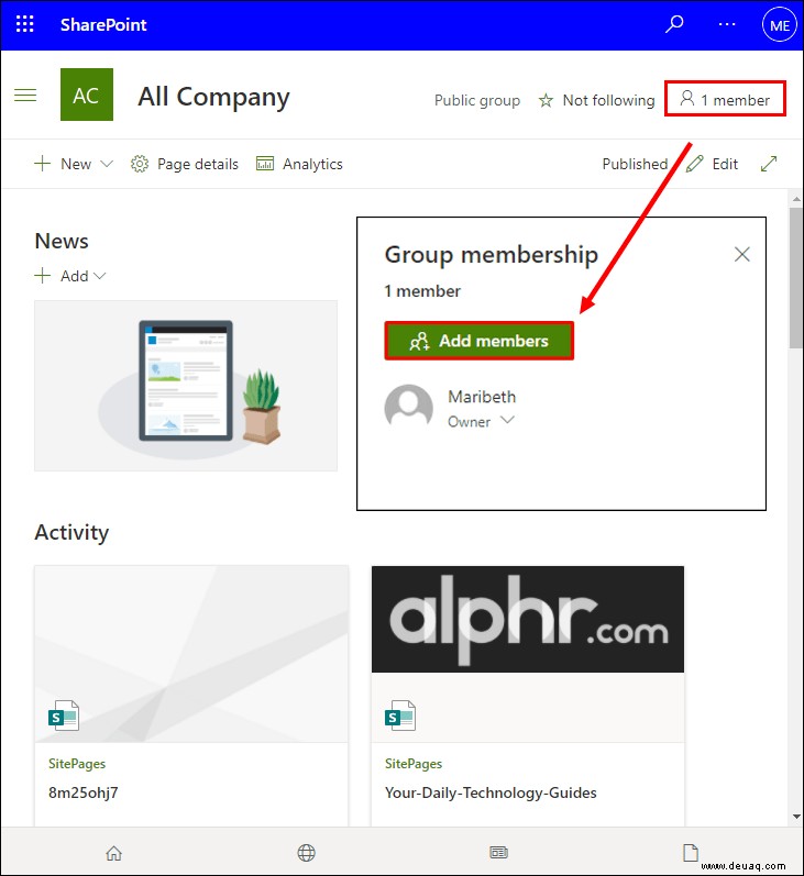 So fügen Sie Mitglieder zu einer Gruppe in SharePoint hinzu