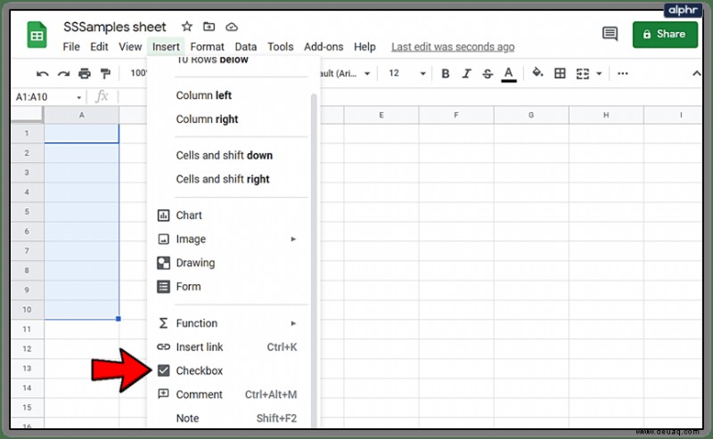So fügen Sie ein Kontrollkästchen in Google Tabellen ein