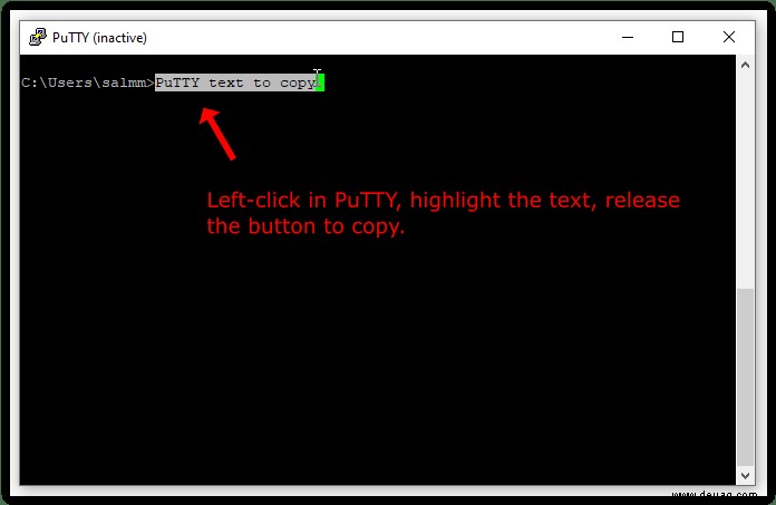 Kopieren und Einfügen in PuTTY