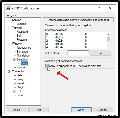 Kopieren und Einfügen in PuTTY