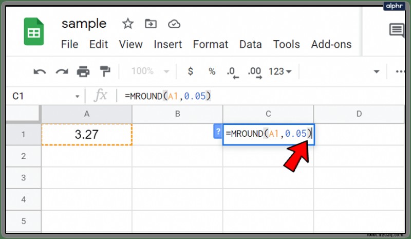 So runden Sie Google Sheets-Zellen auf die nächsten 10