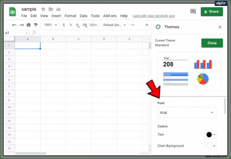 So ändern Sie die Schriftart in Google Tabellen