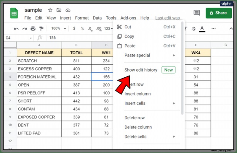 So prüfen Sie den Bearbeitungsverlauf in Google Sheet