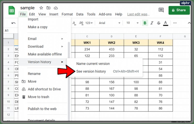 So prüfen Sie den Bearbeitungsverlauf in Google Sheet