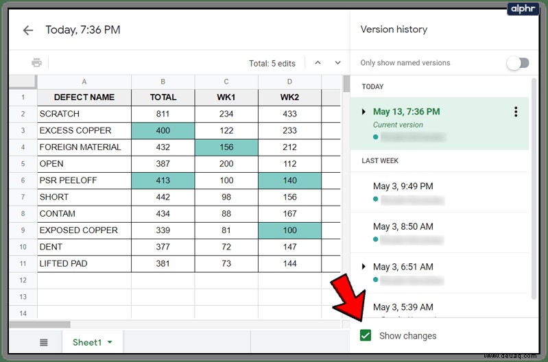 So prüfen Sie den Bearbeitungsverlauf in Google Sheet