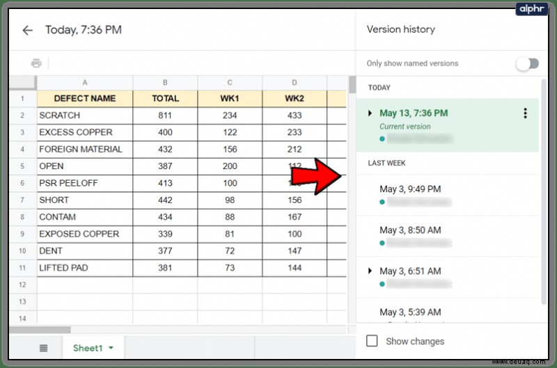 So prüfen Sie den Bearbeitungsverlauf in Google Sheet