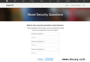 „Wir haben nicht genügend Informationen, um Ihre Sicherheitsfragen zurückzusetzen“ – Zurücksetzen des Apple-Kontos