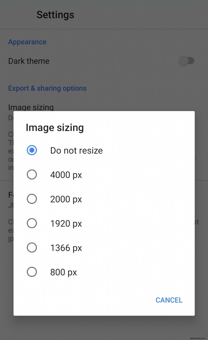 So ändern Sie die Größe von Bildern in Snapseed