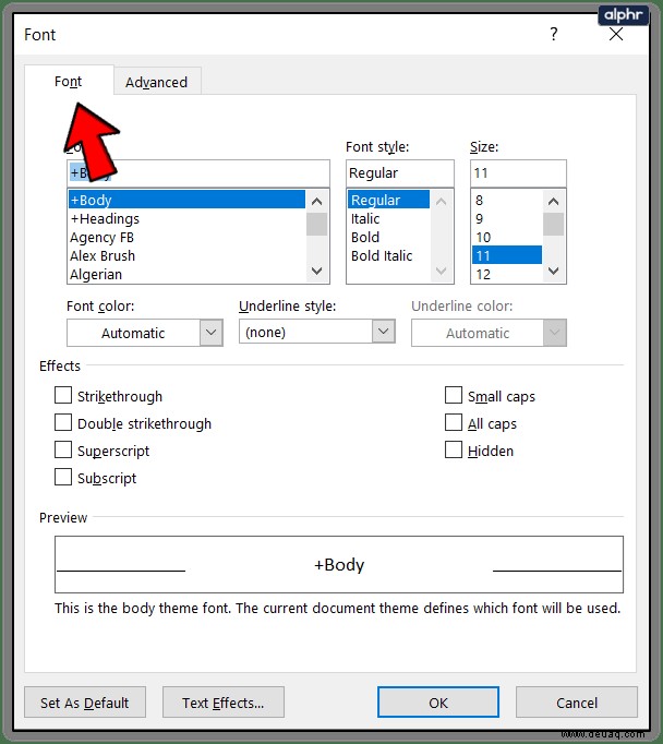 So ändern Sie die Standardschriftart in Microsoft Word